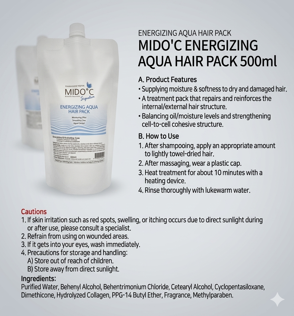 MIDO.C ENERGIZING AQUA HAIR PACK  500ml